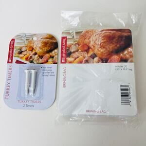 Lot of 2 Combo Everyday Living 2 Turkey Timers &‎ 1 Brining Bag